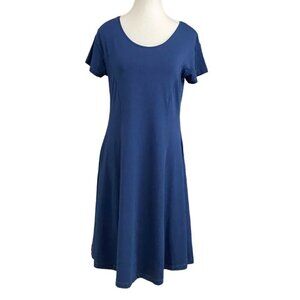 MANSTED NAVY SHORT SLEEVE SCOOP NECK A-LINE CASUAL DRESS - M